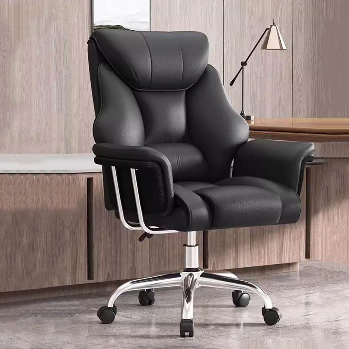 Boss Chair Big and Tall Bürostuhl Gonomic Chefsessel, Drehstuhl mit Rückenlehne, Computerstühle, Gaming-Luxus-Schreibtischstuhl aus Leder mit stabilisierenden Rollen Run forward