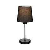 BRILONER - Nachttischlampe mit Kabelschalter, Lampenschirm aus Stoff, E14 Fassung max. 25 Watt, Tischlampe, Lampe, Schreibtischlampe, Tischleuchte, Bürolampe, Leselampe Bett, 10x31,4 cm, Schwarz