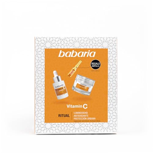 Babaria, Pack facial Vitamina compuesto por un Serum Vitamina C 30ml, una Crema Facial Vitamina C 50ml y una Ampolla Flash Facial Vitamina C 2ml