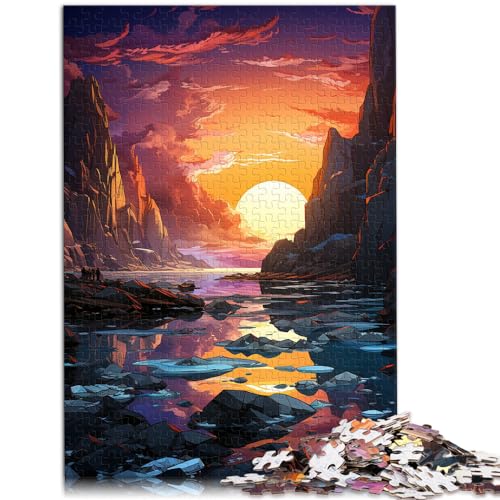 Spielgeschenk Puzzle Fantasie-Sonnenuntergangslandschaft 1000-teiliges Puzzle Holzpuzzle Spaß für Aktivitäten zu Hause, Geburtstagsgeschenk, Reisegeschenke, 1000 Teile (50 x 75 cm)