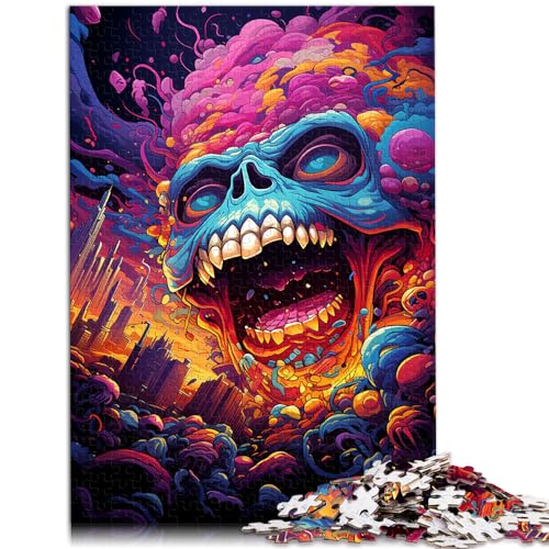 Puzzle, Fantasie-Puzzle, bunter Totenkopf, 1000 Teile, Puzzle-Spielzeug, Holzpuzzle, Spaß für zu Hause, Aktivitäten, Geburtstagsgeschenk, Reisegeschenke, 1000 Teile (50 x 75 cm)