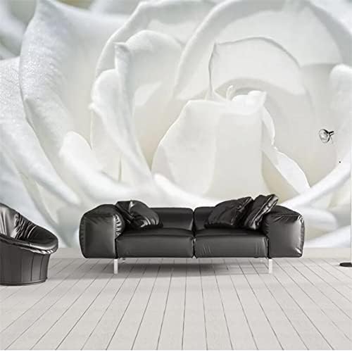 XLMING Einfache Handgemalte Weiße Rosenblüten 3D Tapete Home Dekoration Wohnzimmer Sofa Schlafzimmer Tv Hintergrund Wand-350cm×256cm