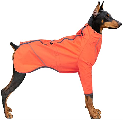 Hunderegenmantel Wasserdicht Nylon Regencape Für Hunde, Outdoor Hundemantel Mit Verstellbarem Hals Brust, Für Kleine Mittlere Große Hunde Camping Wandern (Color : Orange, Size : X-Large)