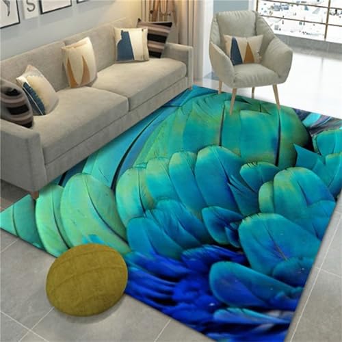 FKBDDM Kleine Teppiche für das Wohnzimmer, blauer Teppich, einfach zu verlegender Boden im Schlafzimmer, Wohnzimmer, Teppiche für Mädchenzimmer, blau, 40 x 60 cm (blau, 160 x 230 cm, blau)