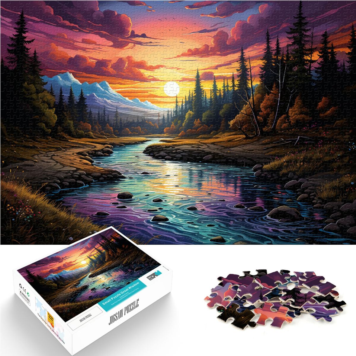 Puzzles, Geschenke, Spielzeug, psychedelische, farbenfrohe Landschaft, schwierige, anspruchsvolle Puzzles, 1000-teiliges Familienspaß und Spieleabende, 1000 Teile (50 x 75 cm)