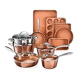 Gotham Steel Hammered Copper Collection — 15-teiliges Premium-Koch- und Backgeschirr-Set mit Antihaftbeschichtung, Aluminiumzusammensetzung — beinhaltet Bratpfannen