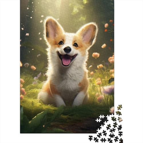 Corgi Baby-Holzpuzzle für Erwachsene, Puzzle-Spielzeug, 1000-teiliges Puzzle für Erwachsene und Teenager, Holzpuzzle für Erwachsene und Teenager 29,53x19,69 Zoll