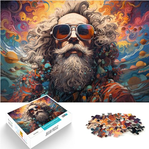 Puzzle für Fantasie, bunter alter Mann, Puzzle 1000 Teile für Erwachsene, Holzpuzzle zum Stressabbau, schwierige Herausforderung, 1000 Teile (50 x 75 cm)