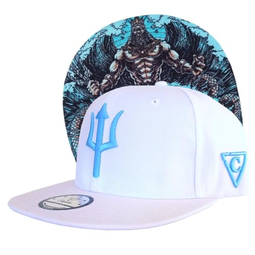 Capiche [99+ VARIATIONEN] Snapback Cap - Kappe - Baseball - Mütze - Kunst - Unisex - Schirm - Männer - Herren - Damen - [Ancient Greek] White Poseidon