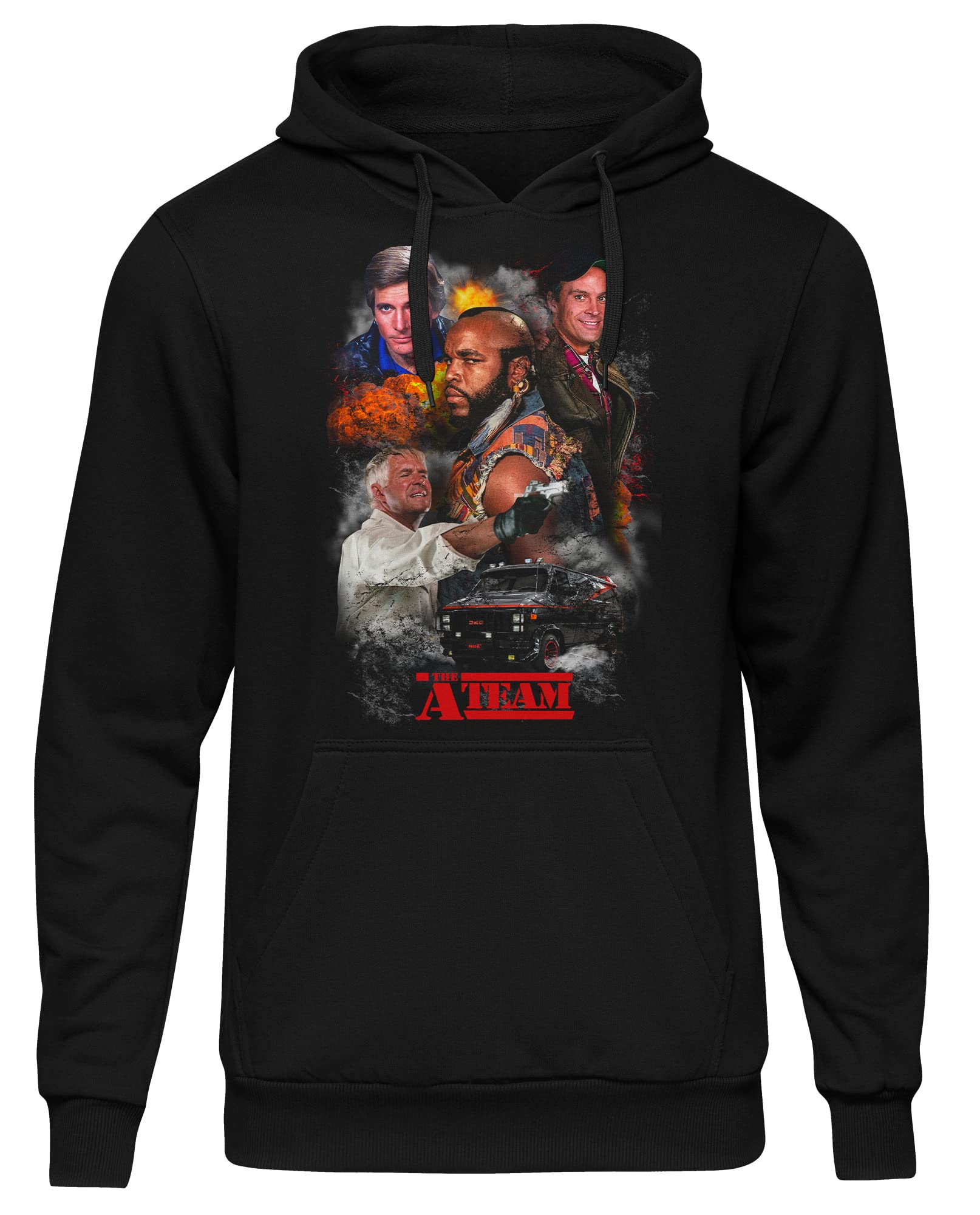 A-Team Herren Kapuzenpullover | A Team Hoodie 80er - A Team Van Pullover - B.A. Baracus - Hannibal Murdock | M7 Schwarz (3XL)