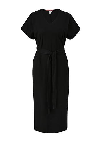 QS Damen 2143619 Kleid mit Bindegürtel, schwarz 9999, M