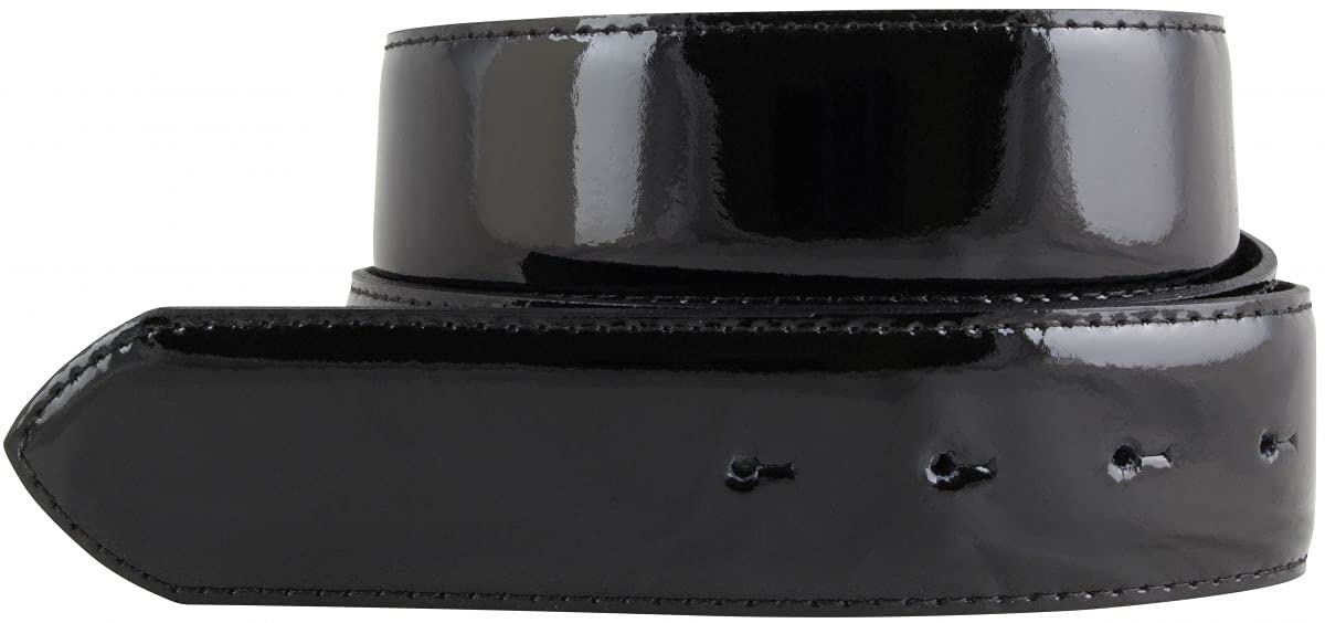 BELTINGER Wechselgürtel aus Lack-Leder ohne Schnalle 4 cm | Glänzender Ledergürtel 40mm für Damen | Eleganter Gürtel | Schwarz 115cm