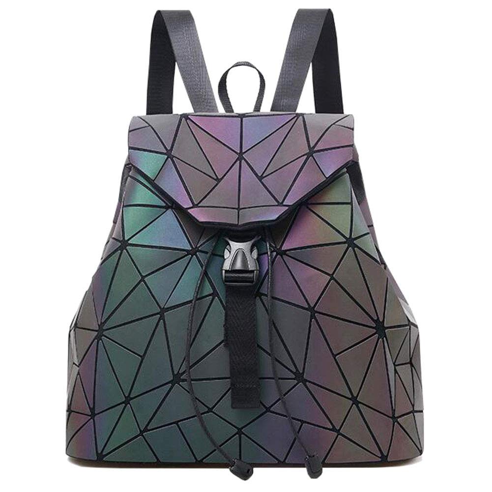 MARBER Frauen Rucksack Luminous Geometric Nightglowing Mode Bunte Rhombische Daypack Rucksack Taschen für Frauen Mädchen Campus Outdoor Reise