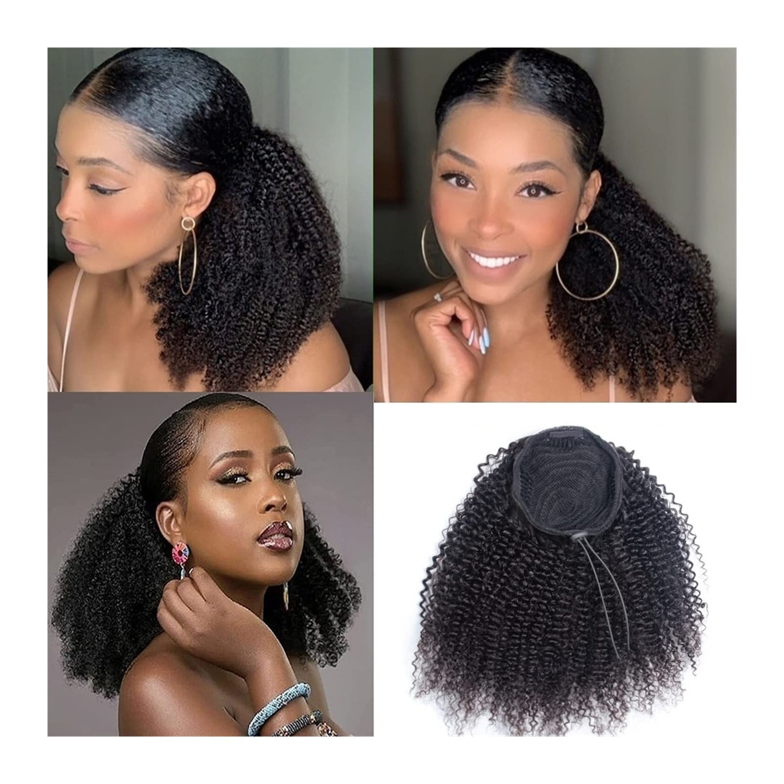 Pferdeschwanzverlängerung Menschliches Haar Remy Haar Pferdeschwanz Clip In Haar 12 14 16 Zoll Afro Verworrene Lockige Kordelzug Pferdeschwanz Extensions Natürliche Schwarz Lockige Pferdeschwanz Haart