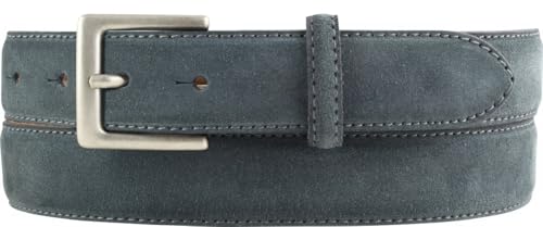 BELTINGER Gürtel aus Veloursleder 3,0 cm | Velour-Ledergürtel für Herren 30mm | Wildleder-Gürtel mit antik-silber Gürtelschließe | Anthrazit 90cm