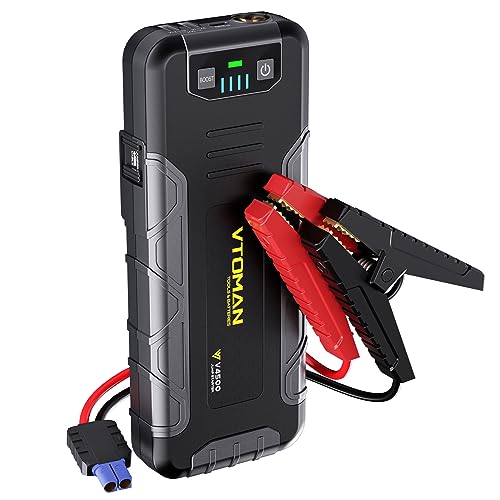 VTOMAN 4500A Starthilfe Powerbank (10L Gas oder 8L Diesel Motor), 12V Auto Batterie Booster Pack Tragbare Jumpstarter mit Starthilfekabel & LED-Taschenlampe für RV Truck SUV