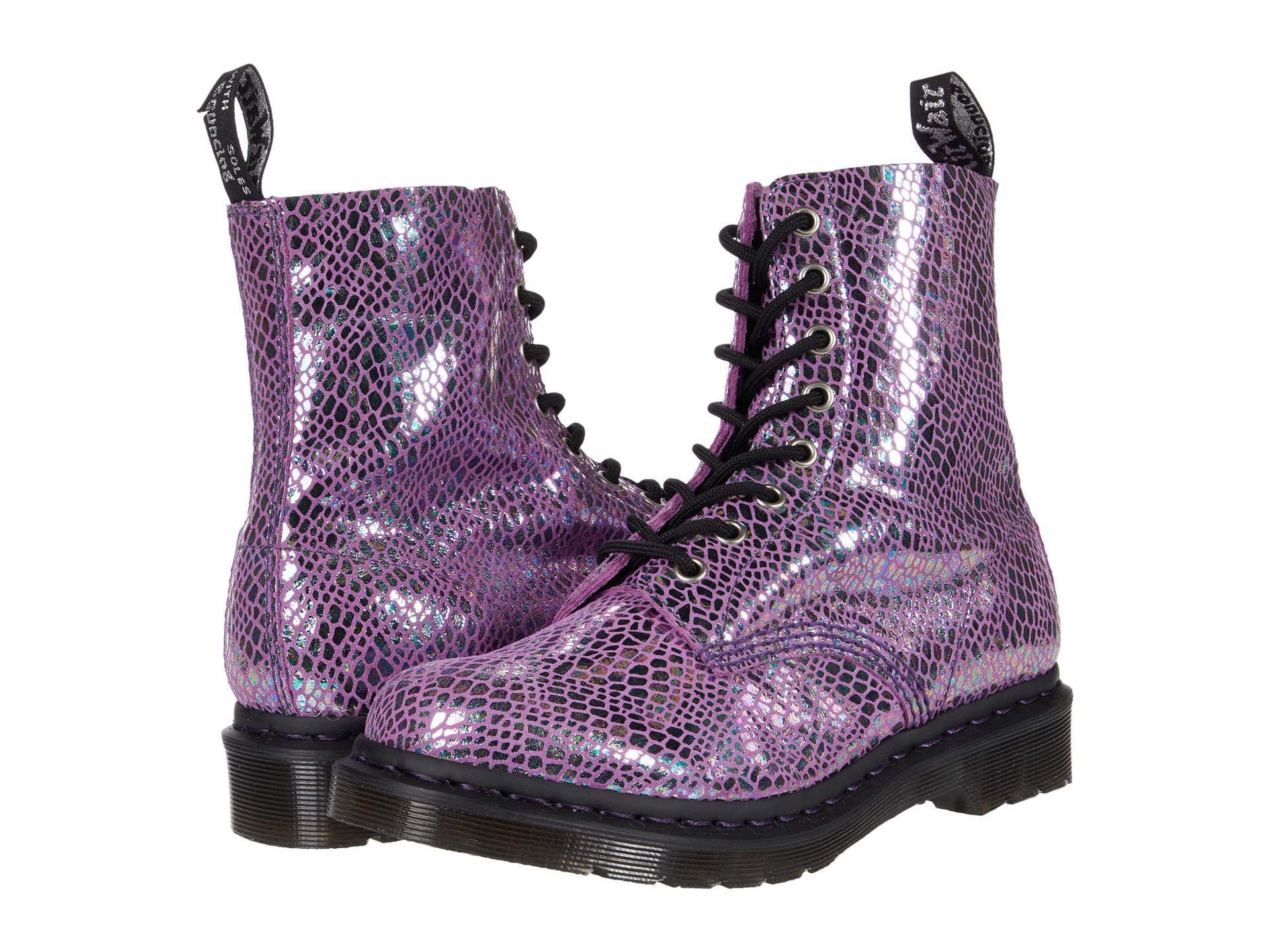 Dr. Martens 1460 Pascal Damen Stiefel, (Violett Schlange Metallic Wildleder), 40 EU