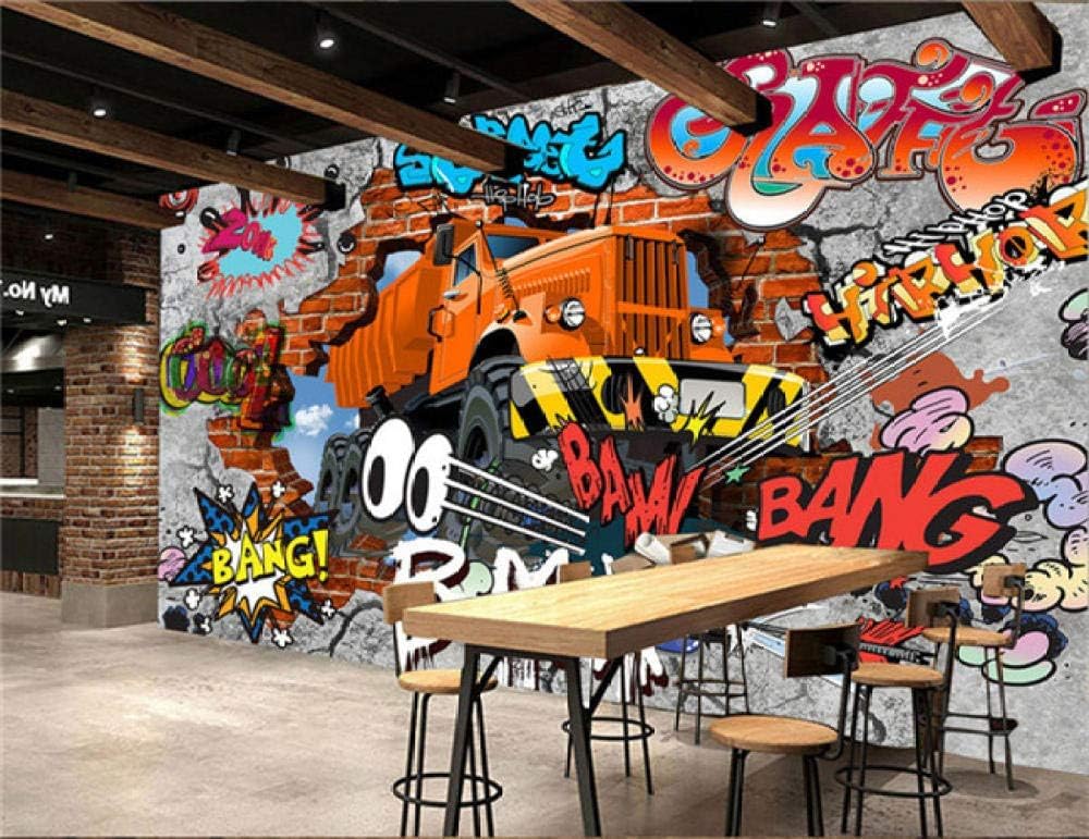 Nostalgisches Auto-Graffiti 3D Tapete Poster Restaurant Schlafzimmer Wohnzimmer Sofa TV Dekorative Wand-430cm×300cm