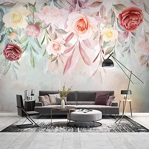 XLMING Aquarell Floral Rustikal 3D Tapete Home Dekoration Wohnzimmer Sofa Schlafzimmer Tv Hintergrund Wand-350cm×256cm