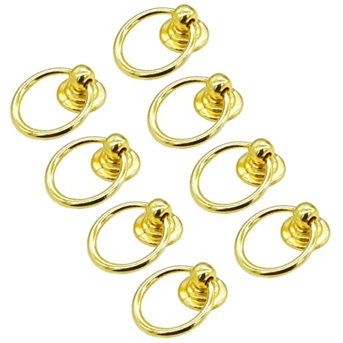 Legierung Vintage Ring Pull Knob Handle, 8er-Pack Einlochgriffe, antike Schrankgriffe for Barschränke, Badezimmerschränke, Schubladengriffe, Ringschrank-Schubladengriffe(Gold)