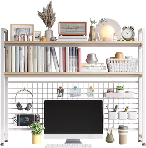 Desktop-Bücherregal, Computer-Desktop-Bücherregal-Organizer, Arbeitsplatten-Stall-Bücherregal, Aufbewahrungsstall-Ausstellungsregal, für Heimbüro-Wohnheim, 115 cm, einlagig