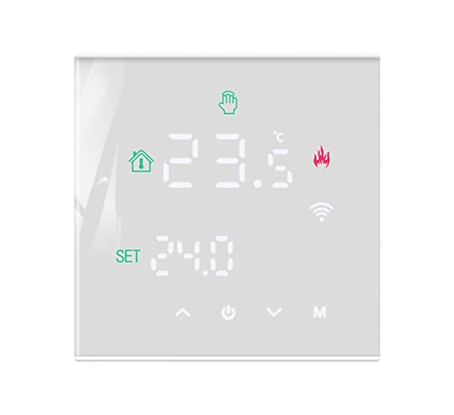 MincoHome Smart Thermostat Touch Screen WiFi Enabled Programmable Temperature Control for Electric Heating/Gas Boiler Save Energy (Weiß Gaskessel)