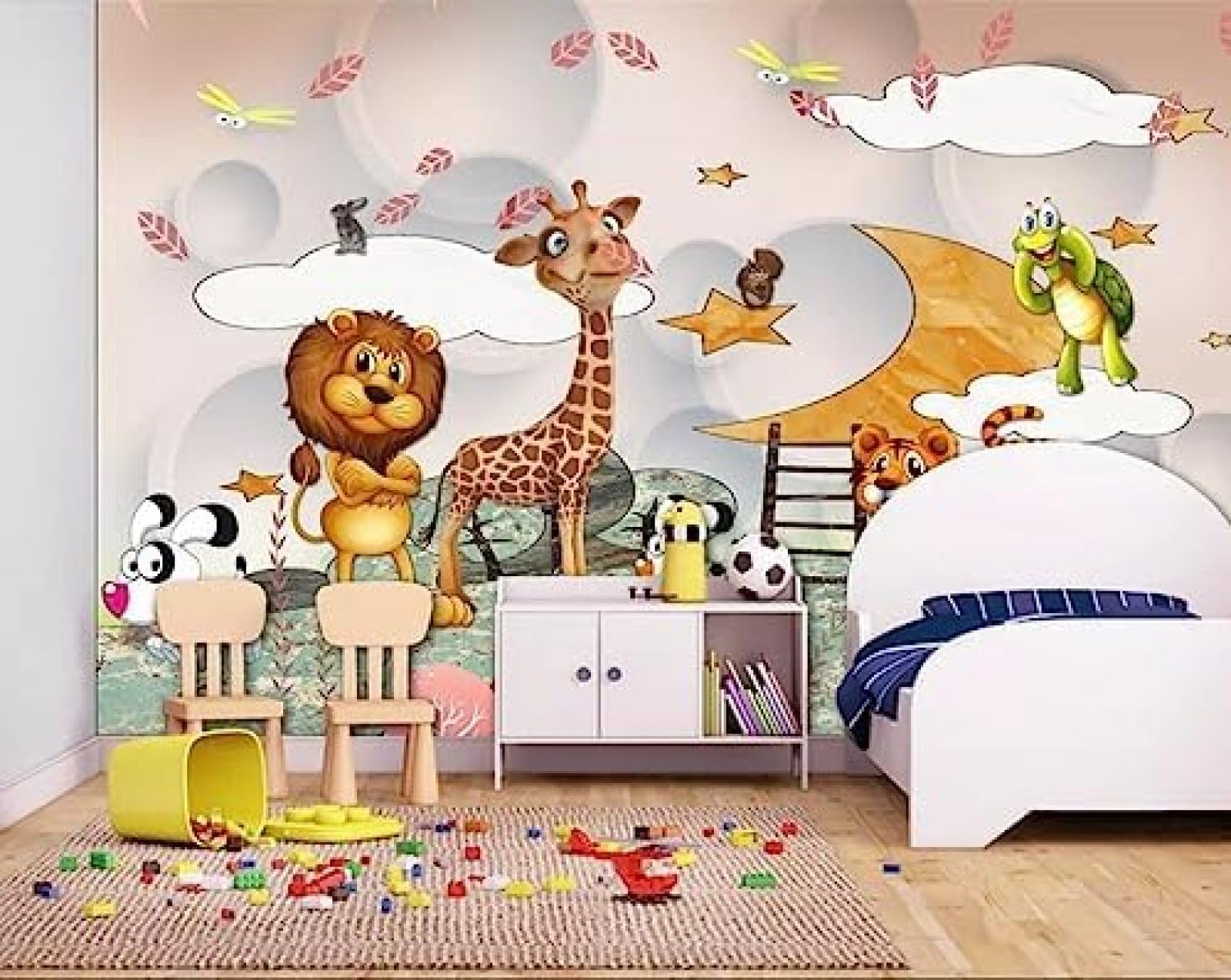 Tierpark Cartoon Kinderzimmer 3D Tapeten Wanddekoration Fototapete Sofas Wohnzimmer Wandbild Schlafzimmer-200cm×140cm