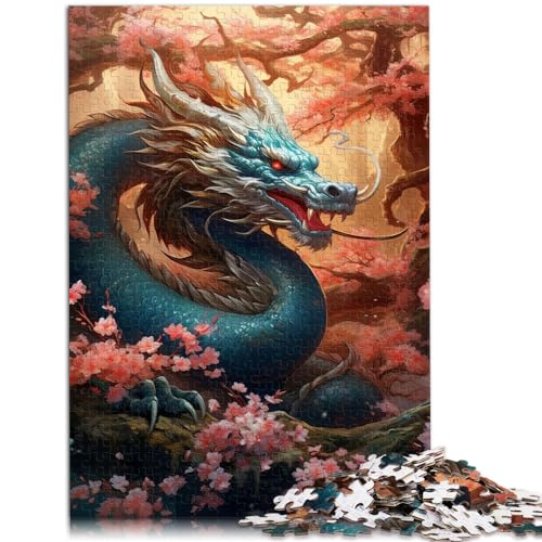 Puzzle Japanischer Drache Kirsche Puzzle für Erwachsene 1000 Holzpuzzle Familienspiel Stressabbau Schwieriges Herausforderungspuzzle 1000 Teile (50x75cm)