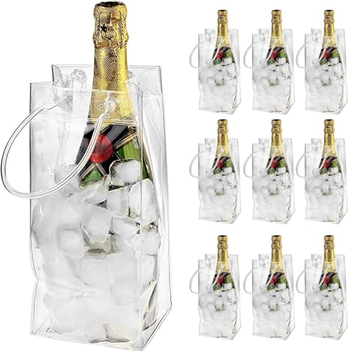 Tragbare Champagner-Weinkühltasche, Kühltasche, transparentes PVC mit Griff, kühle Weintasche für Kneipen und Restaurants, zu Hause, 20 Stück