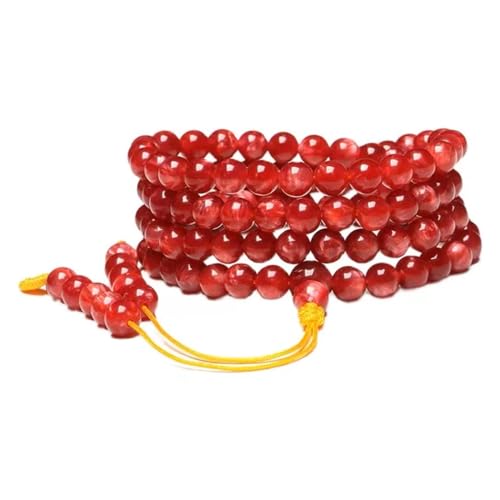 GETREY Rosenkranz aus Holz, Gebetsperlen, Perlenarmband-Halskette, 108 Buddha-Rosenkranzperlen for Yoga-Gebetsmeditation(Color:Red Beads-8mm)