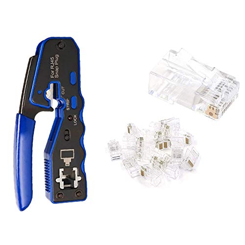 Pyatofy Ethernet RJ45 Pass Through Crimp Werkzeug Paket mit CAT6 RJ45 Pass Through Ethernet 50U Modular Plug 25 Pack