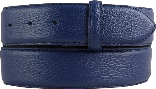 BELTINGER Wechselgürtel aus gemasertem Leder mit Steppnaht ohne Schnalle 4 cm | Modischer Druckknopf-Gürtel mit Pigmentprägung 40mm Damen Herren | Blau 95cm