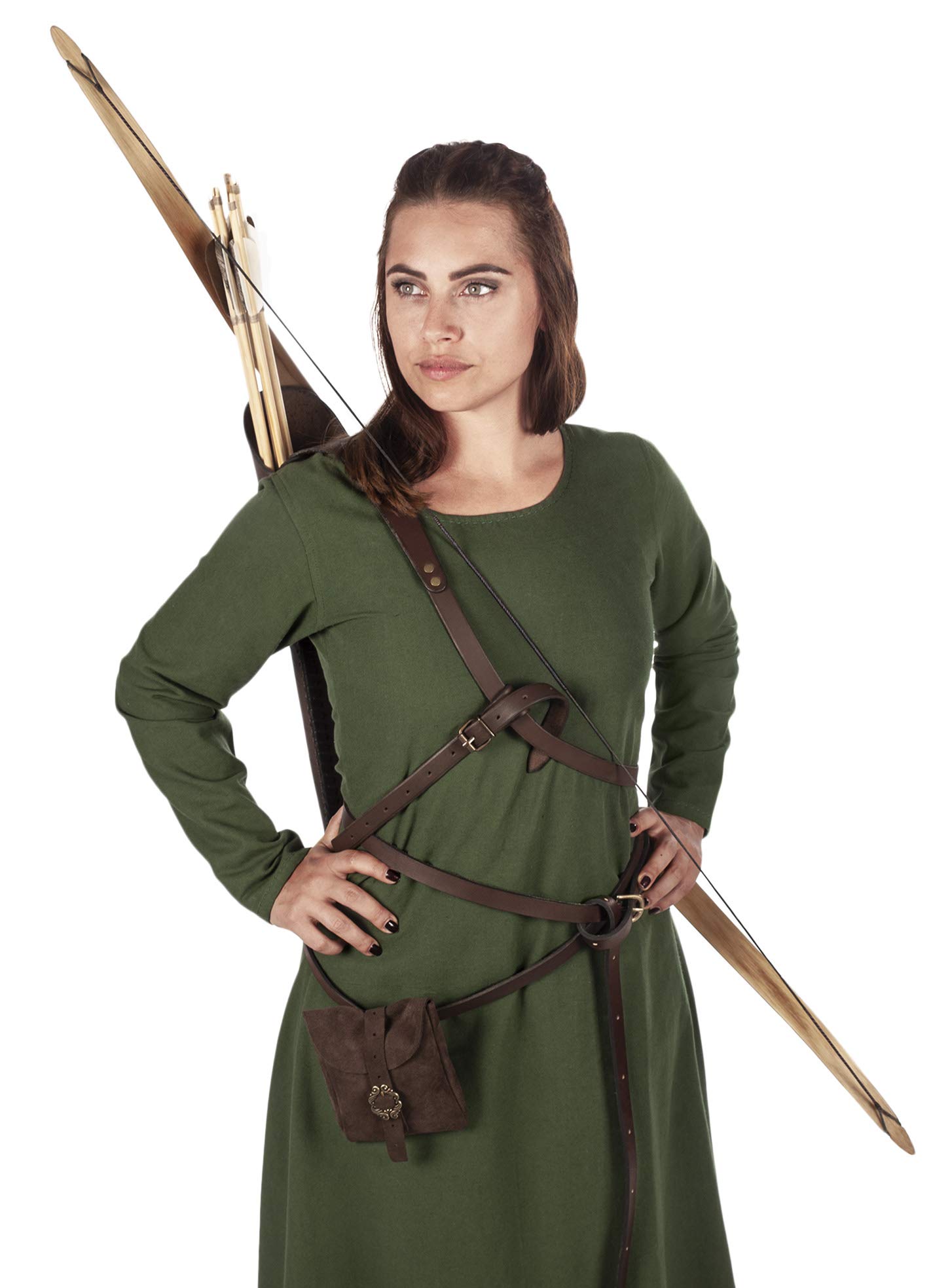 Andracor - Langes Mittelalter Unterkleid aus Baumwolle - Verkleidung - Kostüm - Wikinger, Fantasy & Cosplay - L - Grün