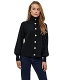 Peppercorn Damen Rosalia Strickjacke mit Hohem Kragen 9 Schwarz M