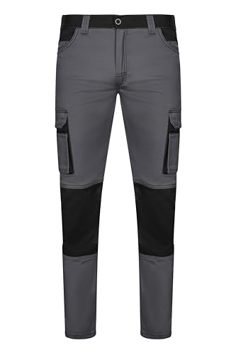 VELILLA Unisex Zweifarbige Stretchhose Arbeitshose, Schwarz/Grau, 38 DE