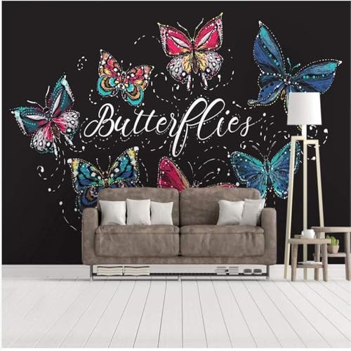 Bunte Schmetterlinge 3D Tapete Poster Restaurant Schlafzimmer Wohnzimmer Sofa TV Dekorative Wand-350cm×256cm