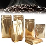 Kaffeesäcke mit Entfettungsventil und Druckverschluss, für den gewerblichen Gebrauch, luftdicht, 50 Packungen 227 g Matte Gold