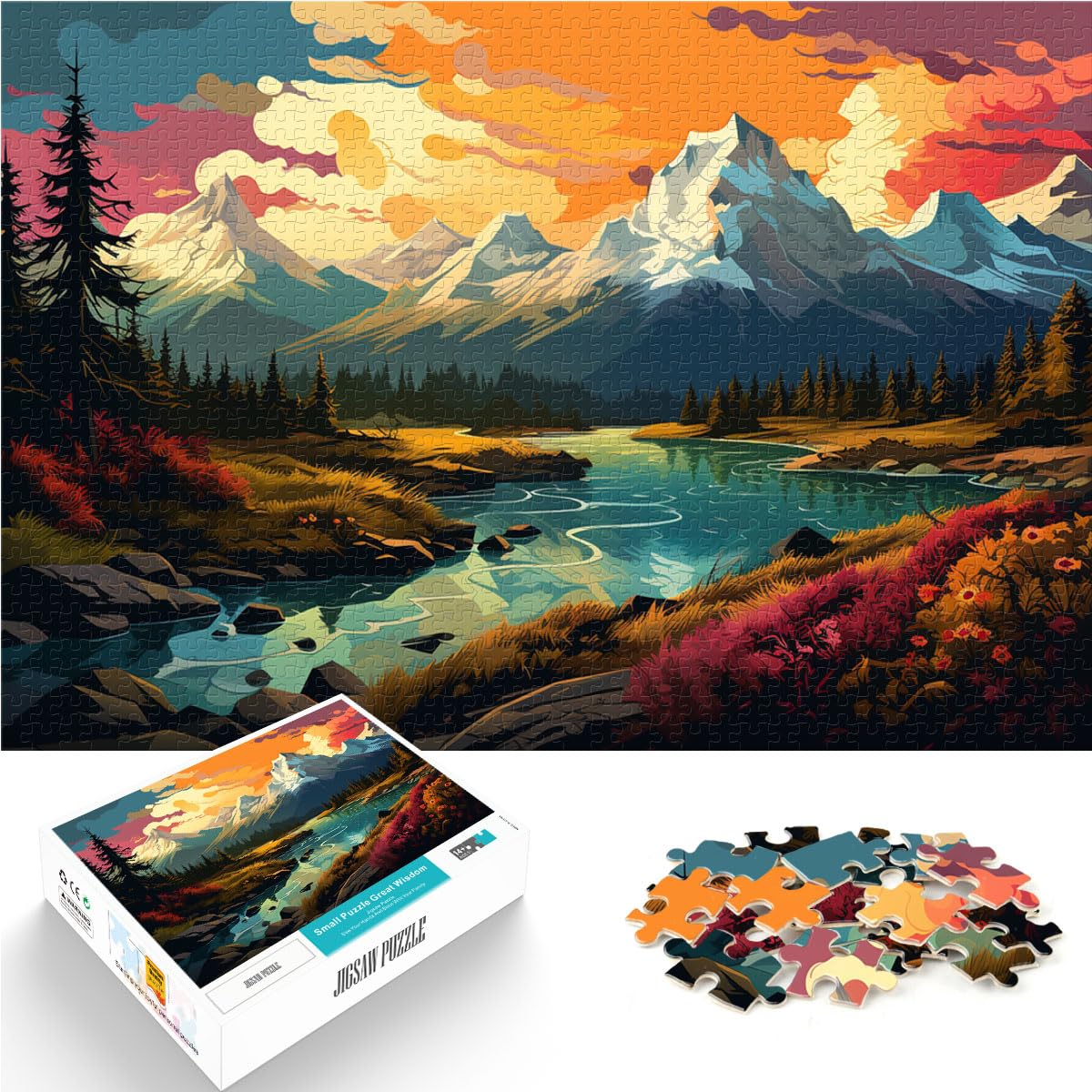 Puzzles zum Verschenken, farbenfrohe, schöne Landschaft, Puzzles 1000 Teile für Erwachsene, Holzpuzzle, interessantes Puzzle zur Stressreduzierung, 1000 Teile (50 x 75 cm)