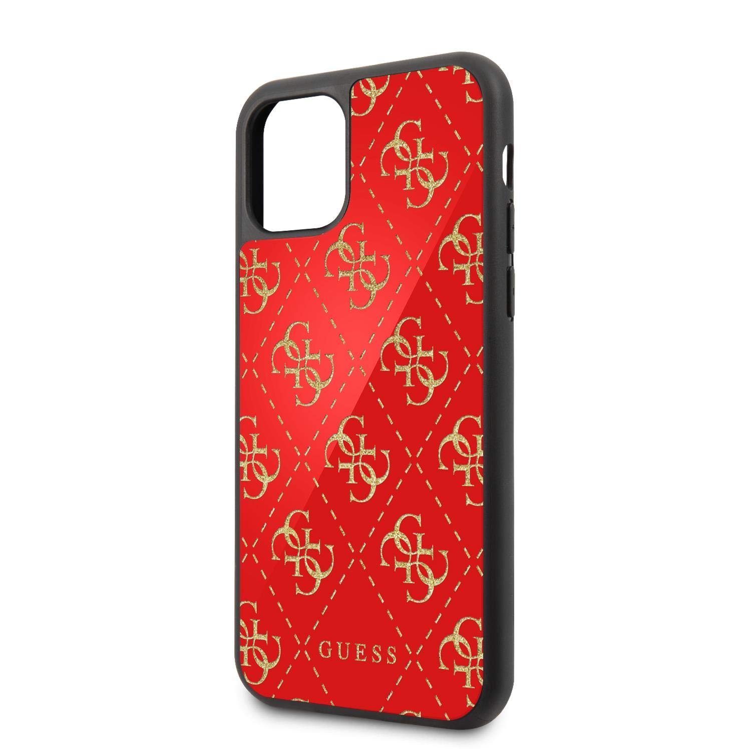 Guess 4G Double Layer Glitter Case für Apple iPhone 11 Pro Max Rot Cover Schutzhülle