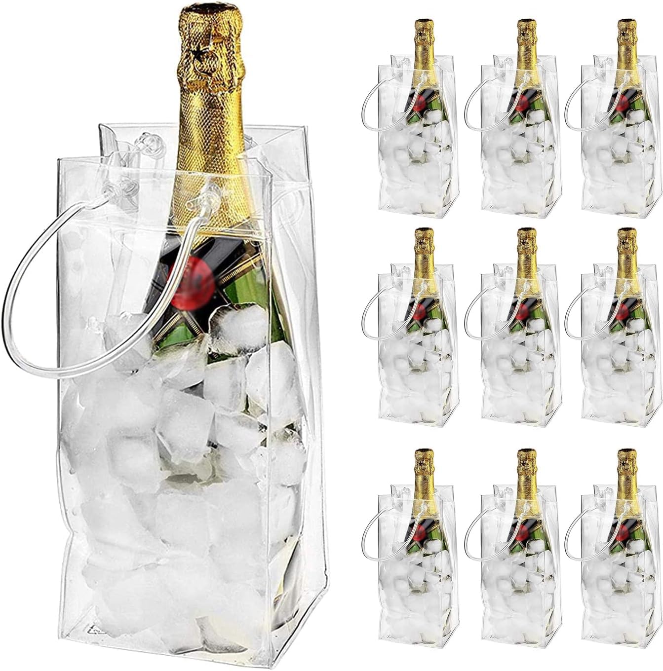 Tragbare Champagner-Weinkühltasche, Kühltasche, transparentes PVC mit Griff, kühle Weintasche für Kneipen und Restaurants, Zuhause, 15 Stück