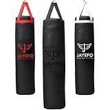 Jayefo Punch Bag Boxing Training – Hängender Boxsack für Boxen, Karate, Muay Thai, Kickboxen, MMA, Boxsackhalterung für das Training zu Hause 70 bis 100 Pfund | Ungefüllt 4 Fuß (Schwarz)