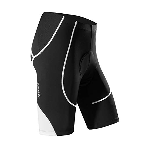 Santic Radlerhose Herren Kurz mit Sitzpolster Radhose Herren Kurz Fahrradhose Herren Gepolstert Radshorts Herren mit Polster Weiß EU S