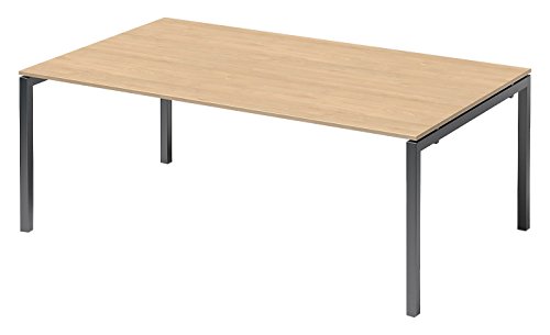 BISLEY Cito Chefarbeitsplatz/Konferenztisch, 740 mm höhenfixes U, H 19 x B 2000 x T 1200 mm, Metall, Mp334 Dekor Ahorn, Gestell Anthrazitgrau, 120 x 200 x 85 cm