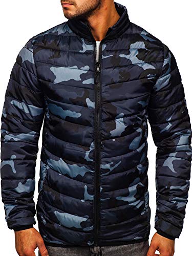 BOLF Herren Übergangsjacke Steppjacke Bomberjacke Leichte Daunenjacke Sportjacke Freizeitjacke Stehkragen Reißverschluss Militär Camouflage Military Style J.STYLE SM32 Dunkelgrau M [4D4]