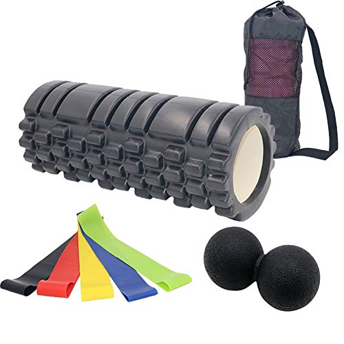 Faszienroller Rolle Für Rücken Große Schaumstoffrolle Trigger Point Foam Roller Schaumstoffrolle für tiefe Gewebemuskelmassage black,set1