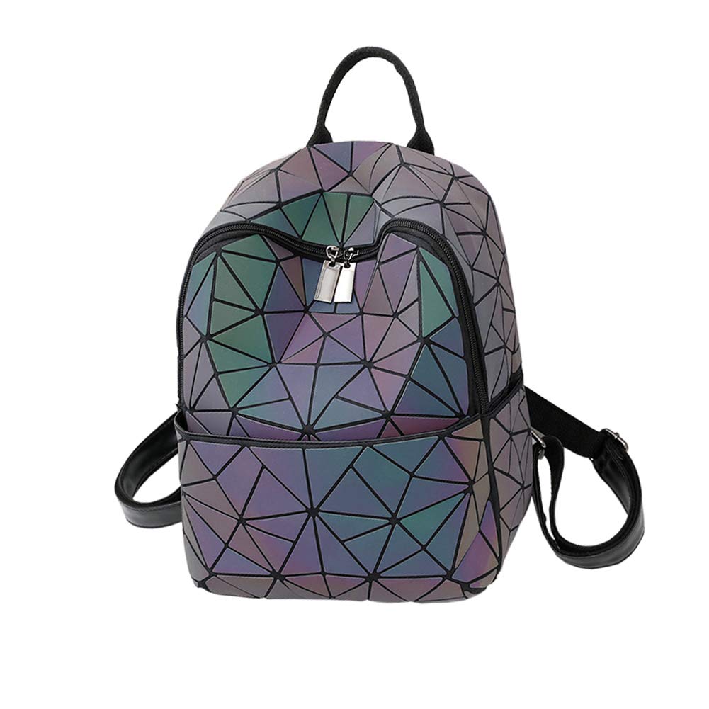 Frauen Rucksack Leuchtende Geometrische Nightglowing Mode Bunte Rhombic Daypack Rucksack Taschen für Frauen Mädchen Campus Outdoor-reisen