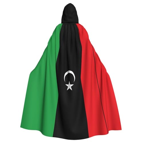 WURTON Libysche Flagge Druck Halloween Kapuzenumhang geeignet Karneval Mottoparty Halloween Cosplay Kostüm