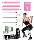 Breaking Limits Pilates Bar Set - Längenverstellbare Fitness Stange + 6 Widerstandsbänder - Ganzkörper Workout für Zuhause - Edelstahl mit Dichtem Schaumstoffbezug, Rutschfester Fußriemen