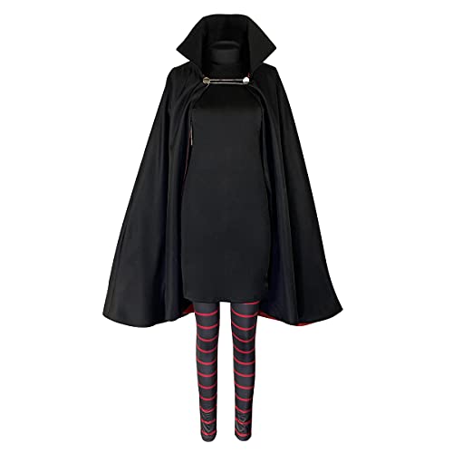 Damen Hotel Transylvanien Mavis Kostüm Kleid und Hose mit Umhang Dracula Cosplay Outfits Halloween Anzug für Grils M