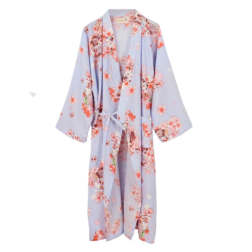 Fancy Pumpkin Frauen Kimono Robe Yukata Bademantel Pyjamas Lila Katze